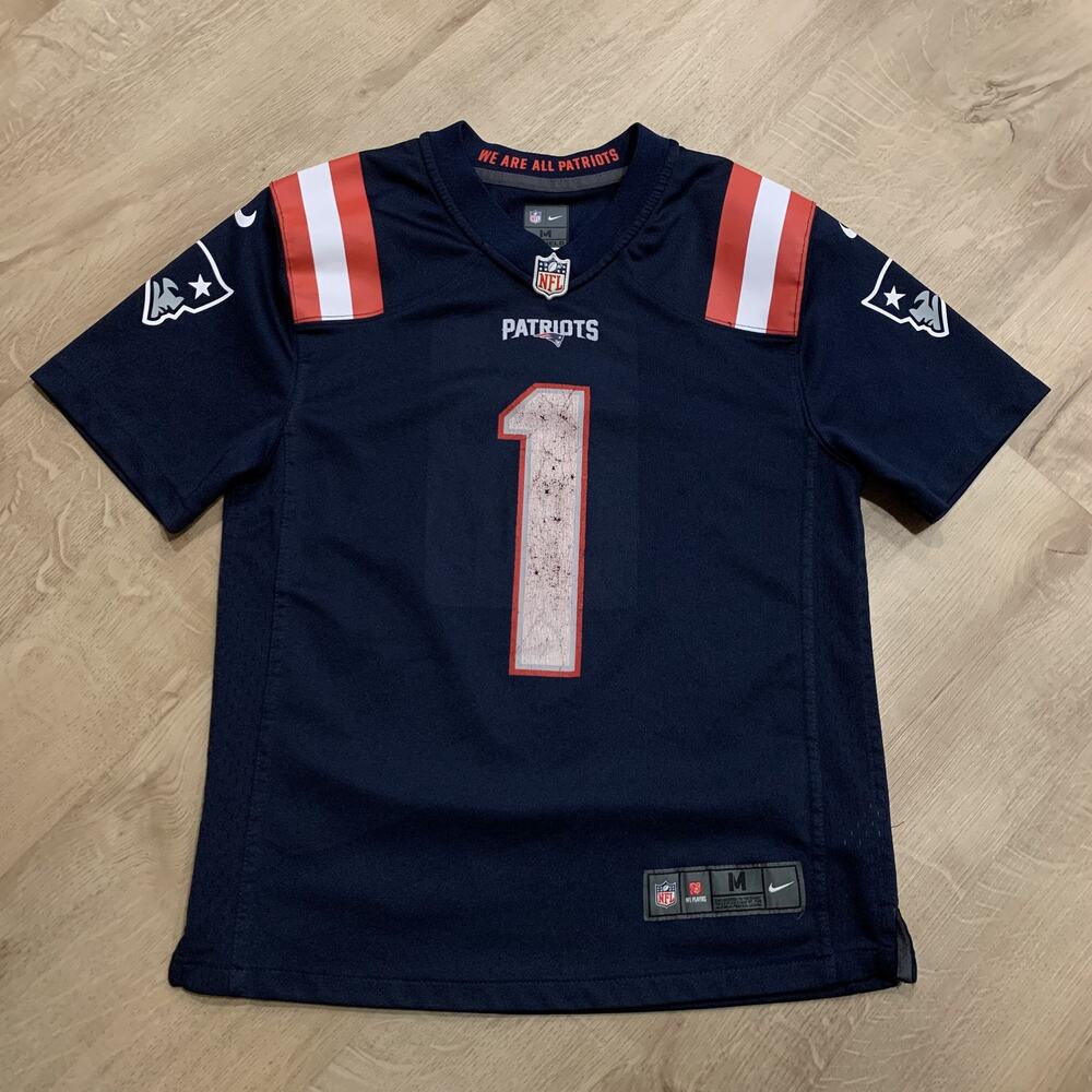 Nike NFL New England Patriots Cam Newton #1 Jersey Youth Boys Medium M Navy Blue
